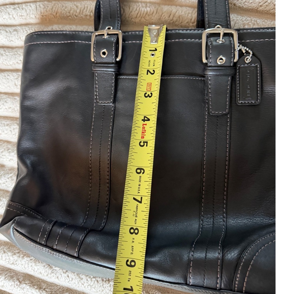Coach Hampton Vintage Black Leather Tote Bag Buckle Shoulder Bag F11201 - Picture 8 of 14